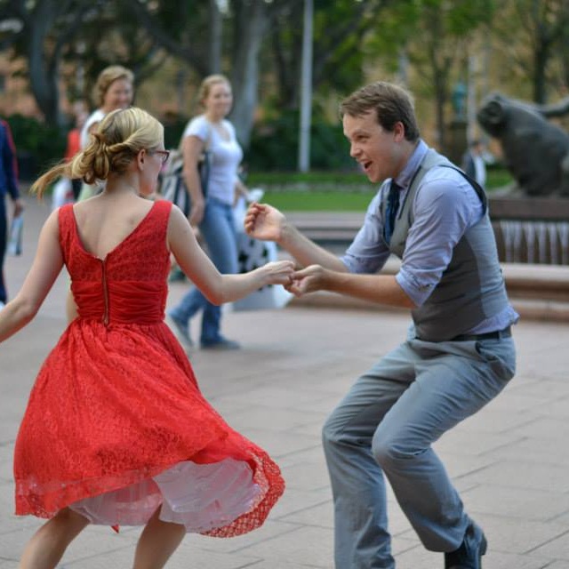 Alex swing dances in Hyde Park with friends, May 2014