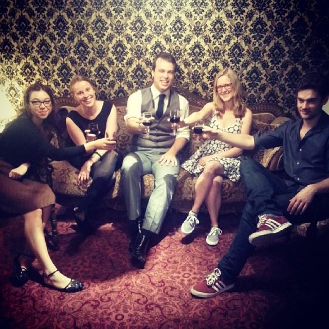 Alex enjoys a drink with friends in the Blue Mountains in February 2014